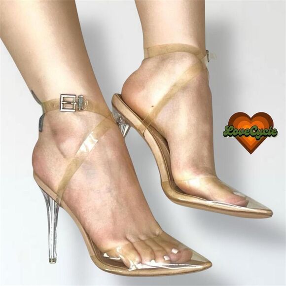 Missguided Perspex Clear Pointed Toe Heels – Size US 8 - Picture 5 of 8